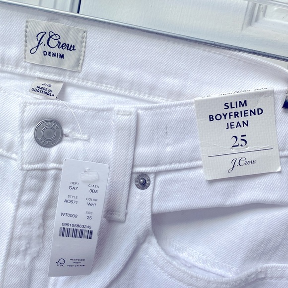 NWT J. Crew Denim Slim Boyfriend White Jeans -  Item Style AO671 Women's Size 25 - Picture 5 of 14